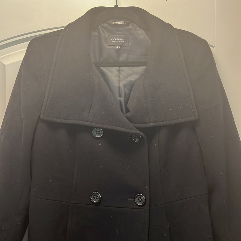 Women’s Ellen Tracy Black Car Coat‎ Size 6 - Picture 3 of 9